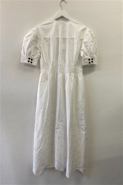 knee length dresses for ladies Broderie-Anglaise Midi Shirt Dress