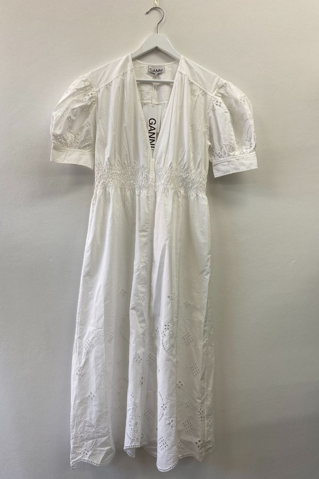 Ganni - Broderie Anglaise Organic Cotton Midi Dress