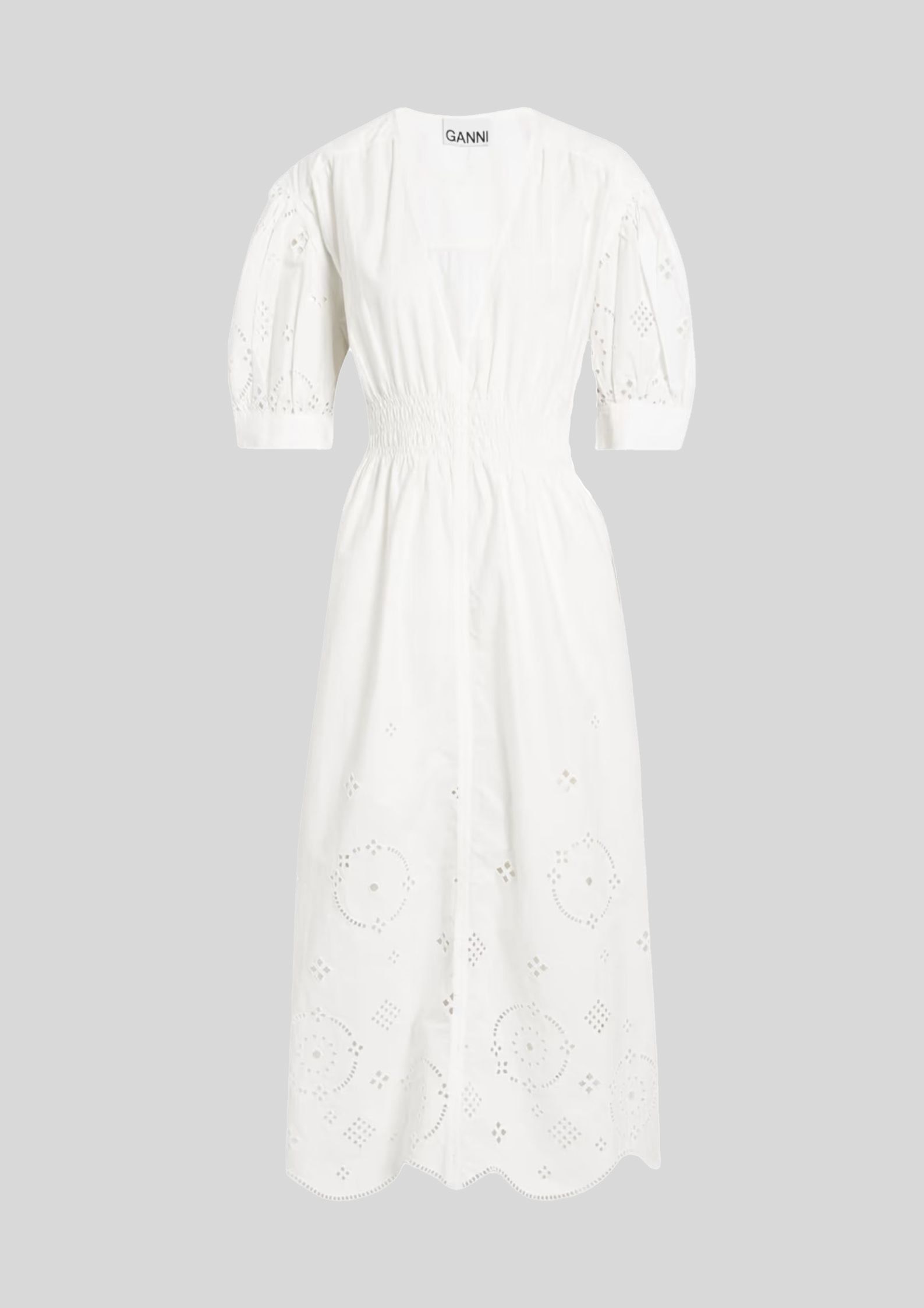 Buy Broderie Anglaise Organic Cotton Midi Dress Ganni GlamCorner
