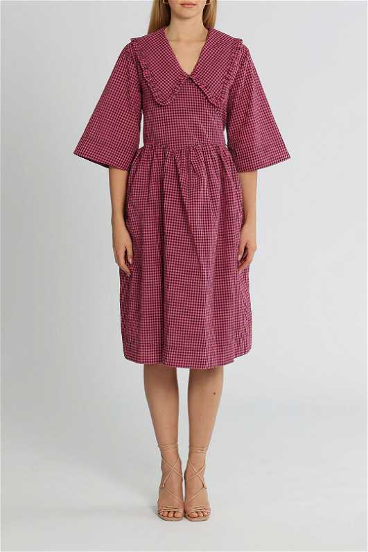 Tuscan Muse Midi Sundress in Multi Floral with Navy Trim