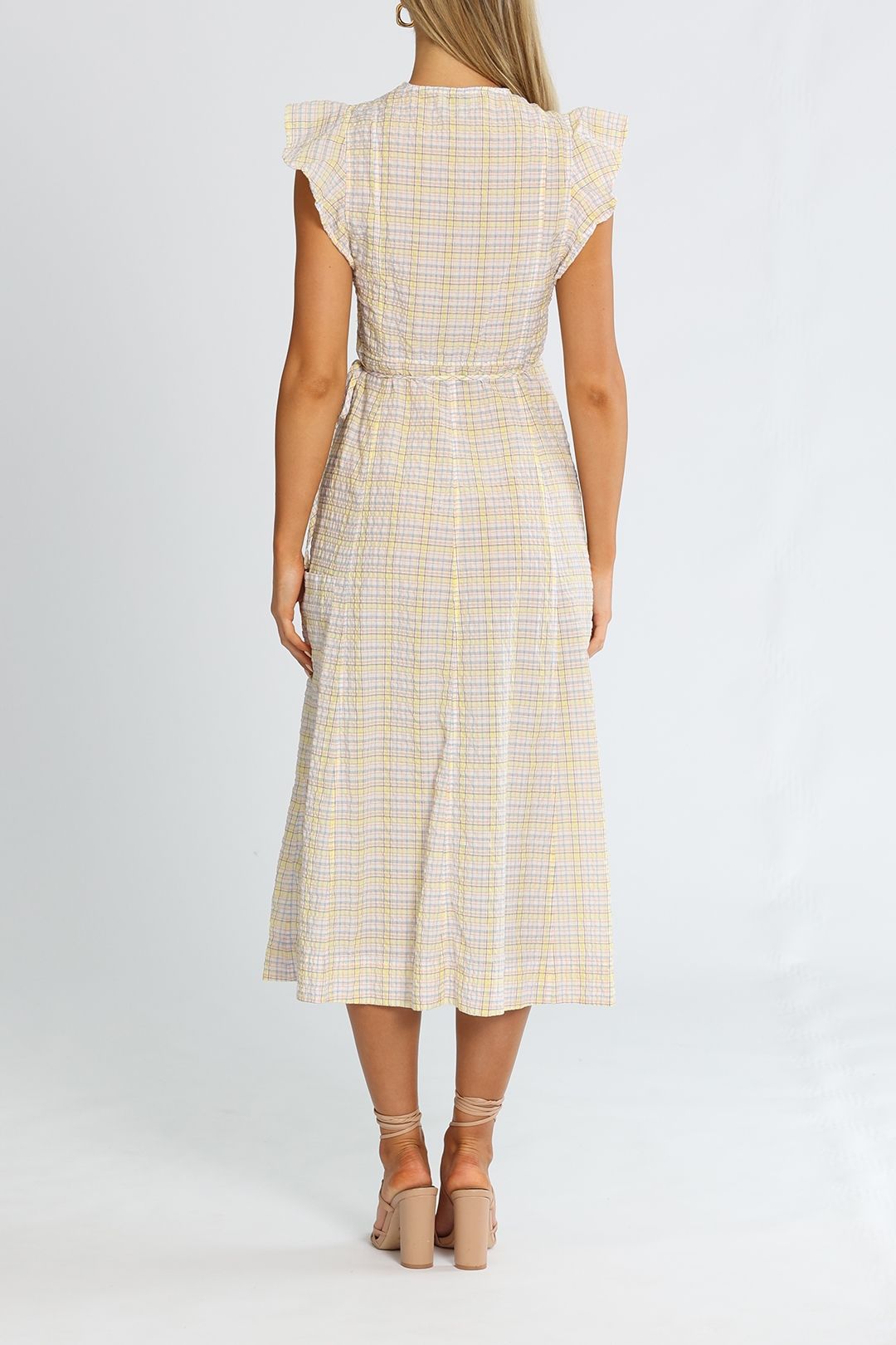 Check Wrap Midi Dress