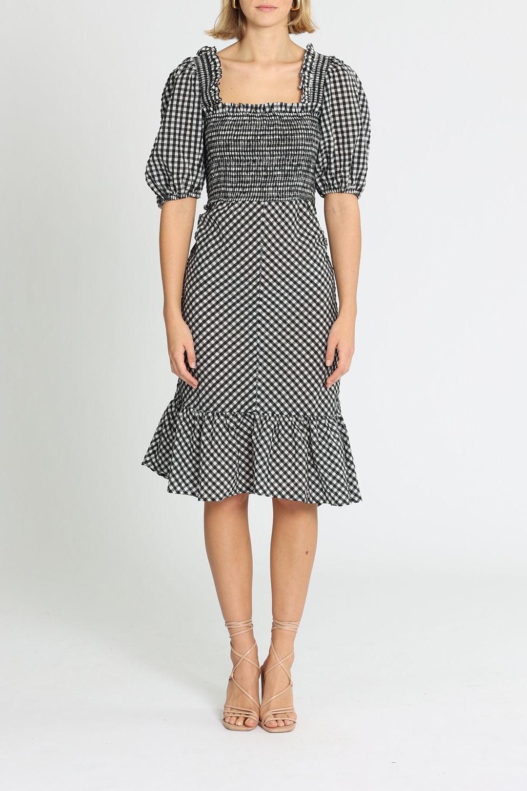 Ganni Checkered Dress Black