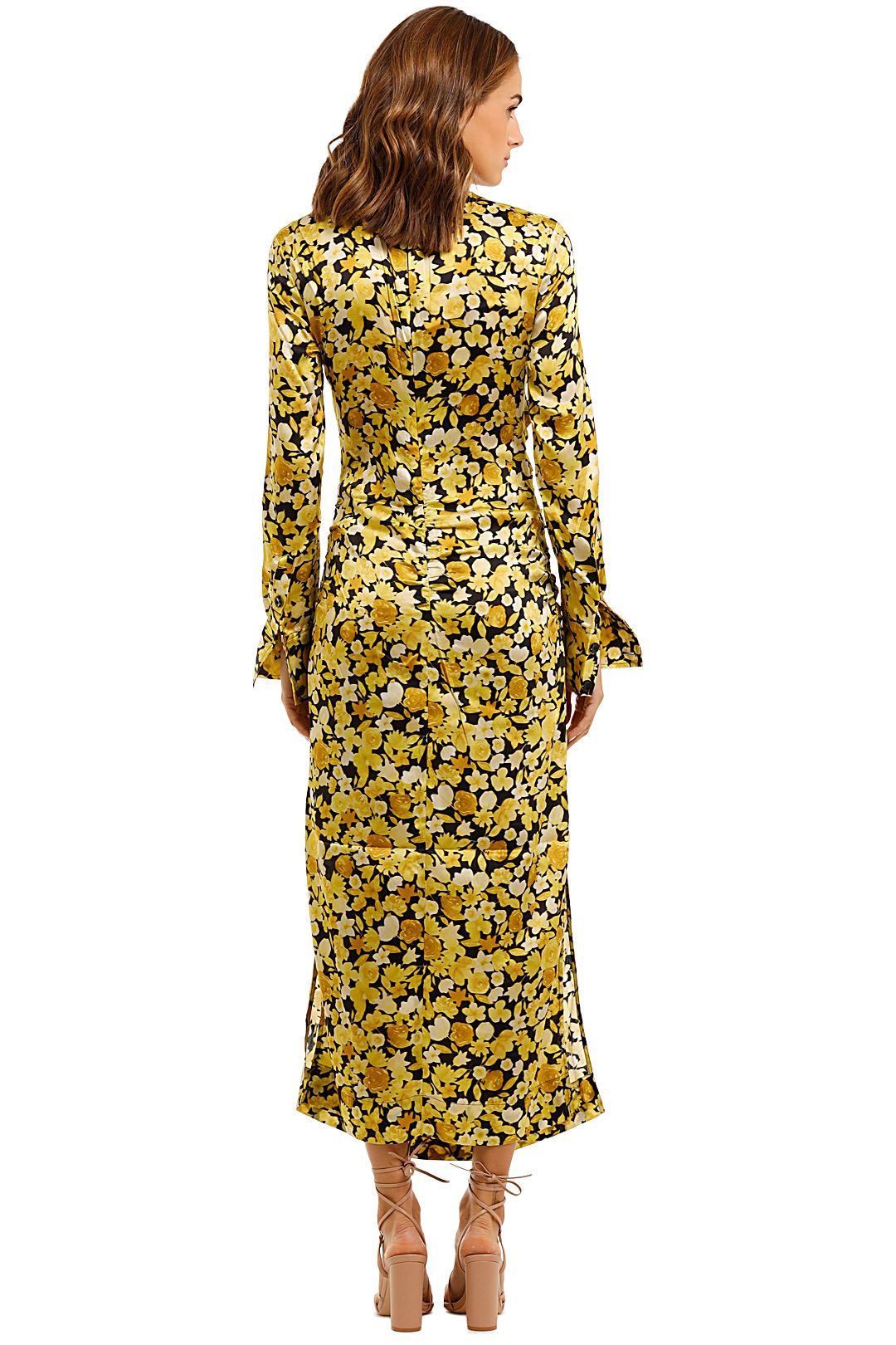Ganni yellow discount floral dress