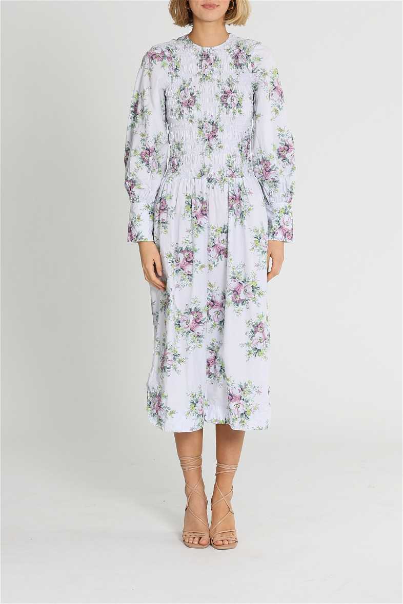 Hire Heather Midi Dress | Ganni | GlamCorner