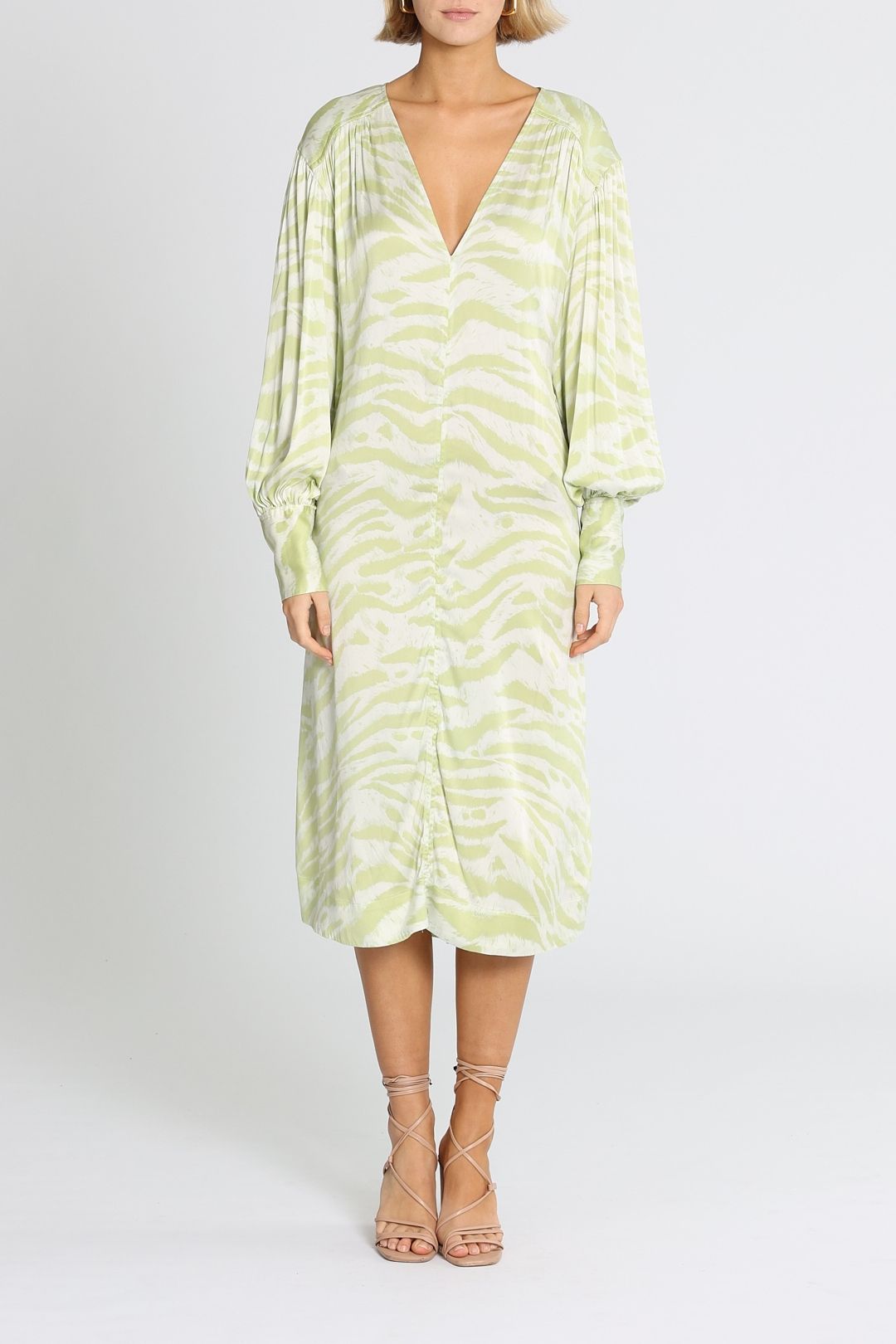 Ganni Margarita Midi Dress Green
