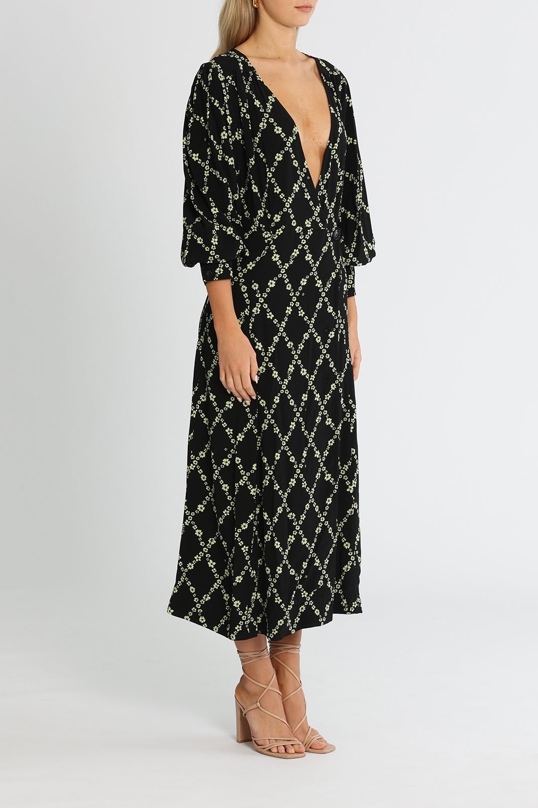 Hire Margarita Printed Midi Dress Ganni GlamCorner