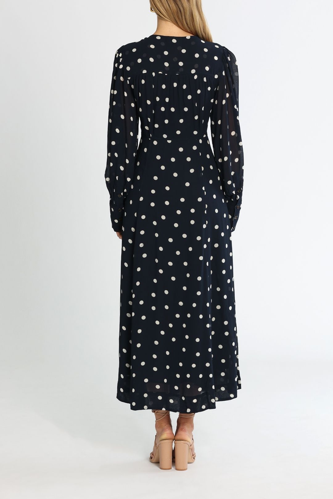 Hire Printed Georgette Long Sleeve Dress in Sky Captain Ganni GlamCorner