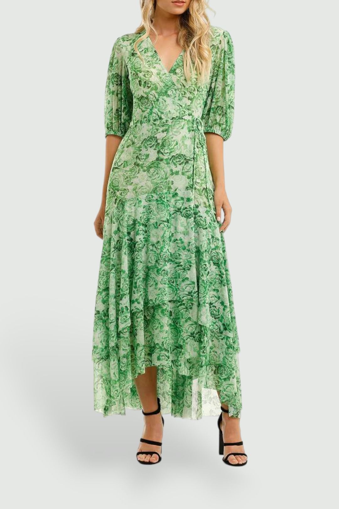 Ganni mesh wrap dress store