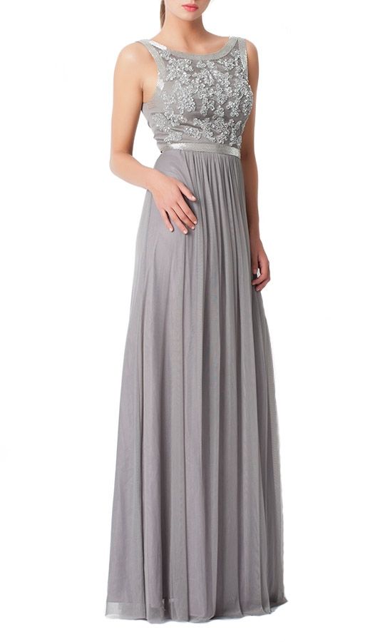 George - Maci Gown - Light Grey - Front