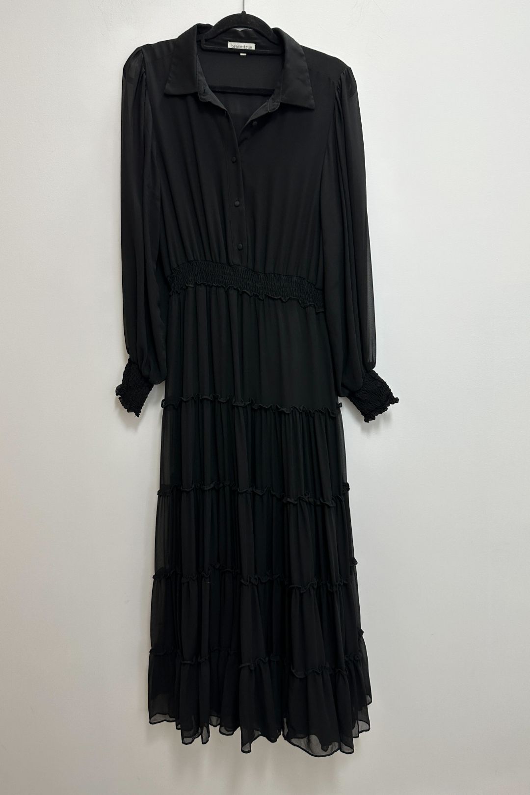 Georgette Lido Tiered Maxi Dress in Black