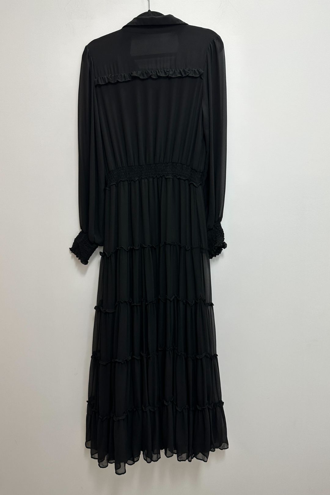 Georgette Lido Tiered Maxi Dress in Black