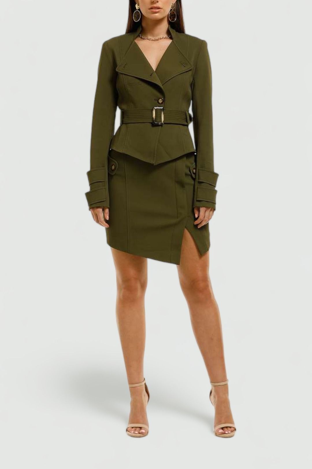 Advocate Skirt in Khaki by Ginger and Smart for Hire GlamCorner