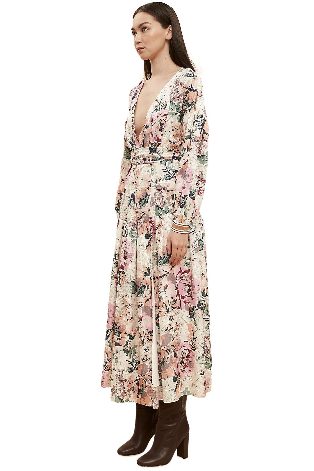 Ginger-And-Smart-Floral-Charts-Wrap-Dress-Floral-White-Side
