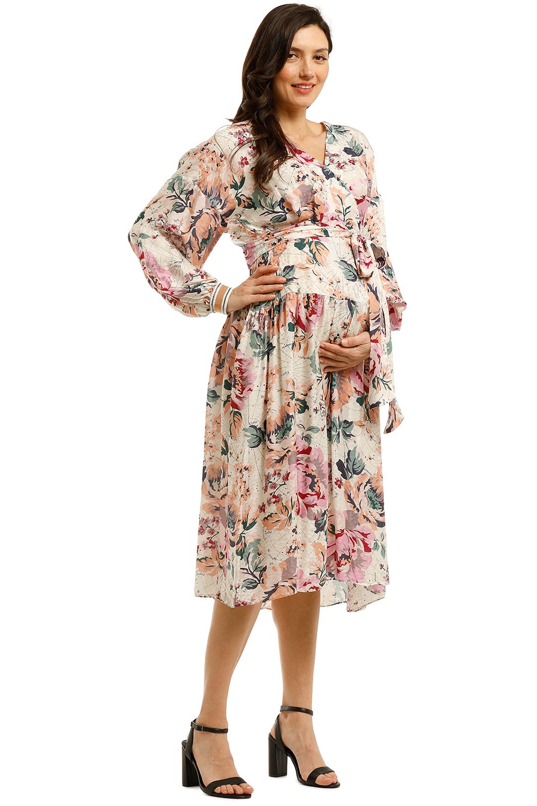Ginger-And-Smart-Floral-Charts-Wrap-Dress-Floral-White-Side