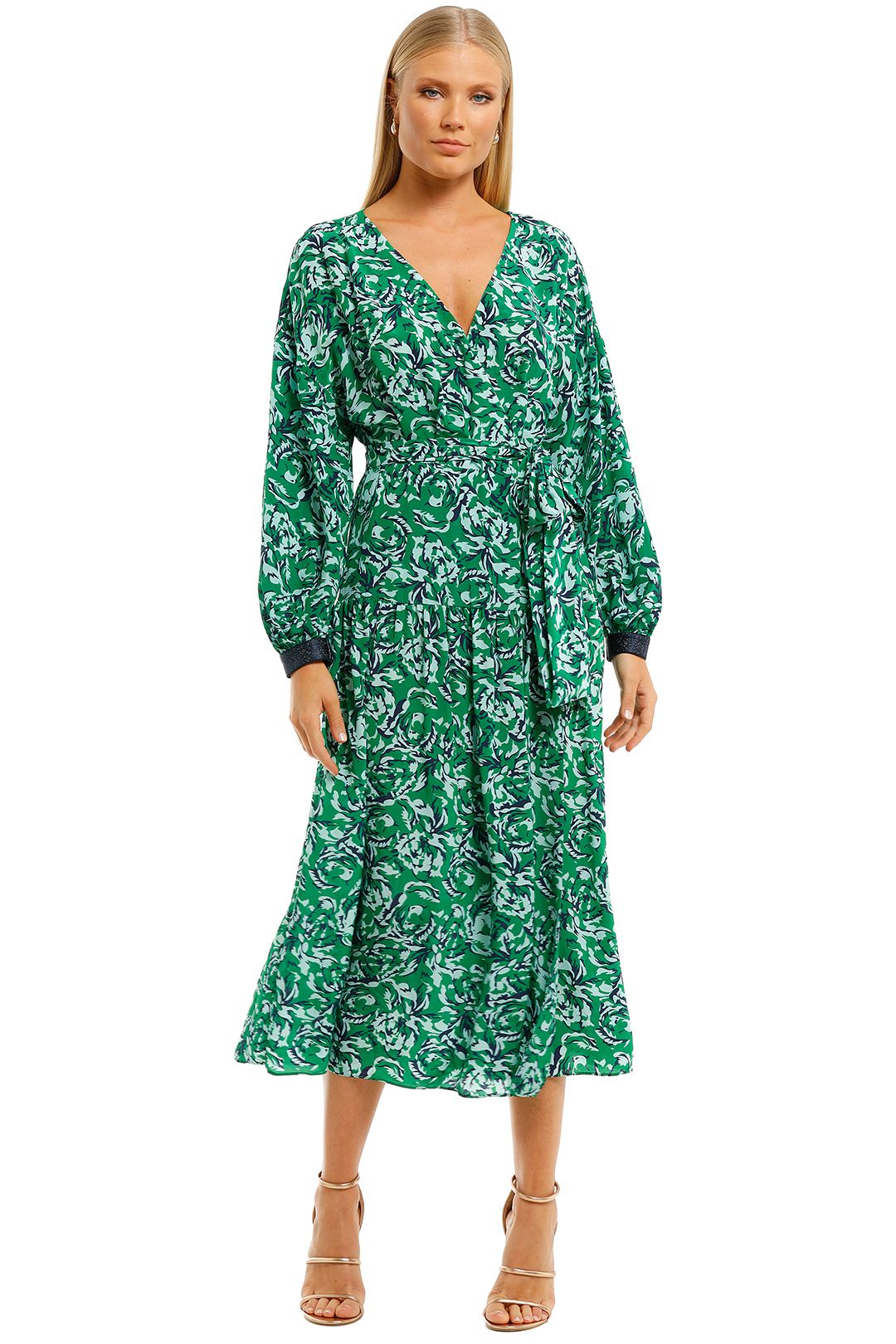 Ginger-and-Smart-Regenerate-Wrap-Dress-Green-Floral-Front