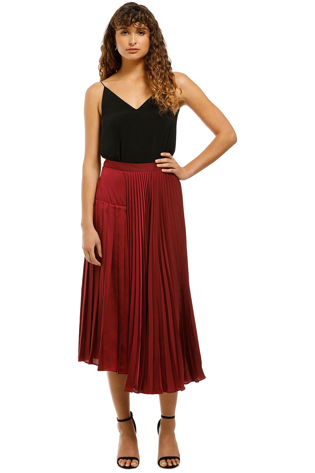Ginger-and-Smart-Tempera-Skirt-Burgundy-Front
