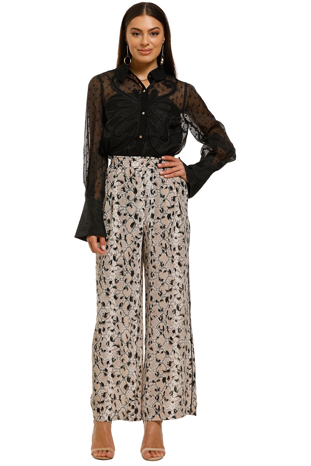 Puppets and Puppets Sarah Cutout Snakeskin Print Faux Leather Flare Pants -  ShopStyle