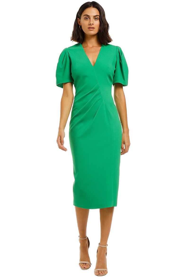 cider solid satin slit midi dress Denise Satin Bodycon Slit Midi Formal Dress in Rose | Size: S | Knit Fabric/Satin Fabric
