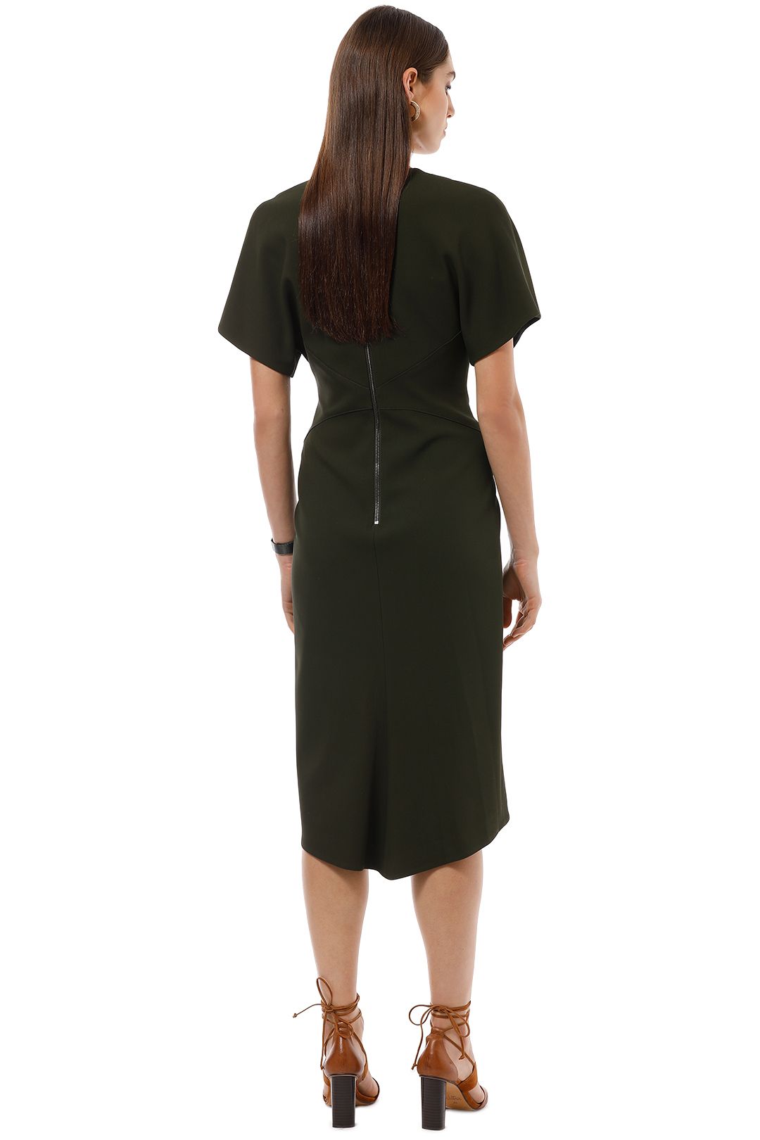 slim fit dress slacks Olive Green Bustier Midi Dress | Cotton