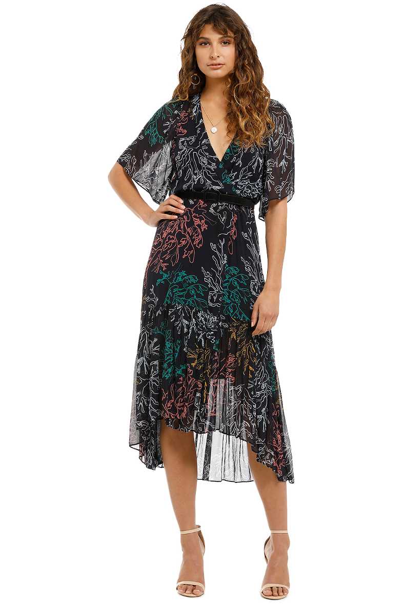 Oasis Split Midi Dress in Black by Pasduchas for Rent | GlamCorner