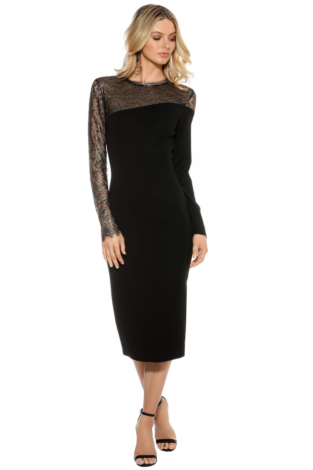 chante lace mix dress Valetta Lace Sequin Mix Dress Black main image 1
