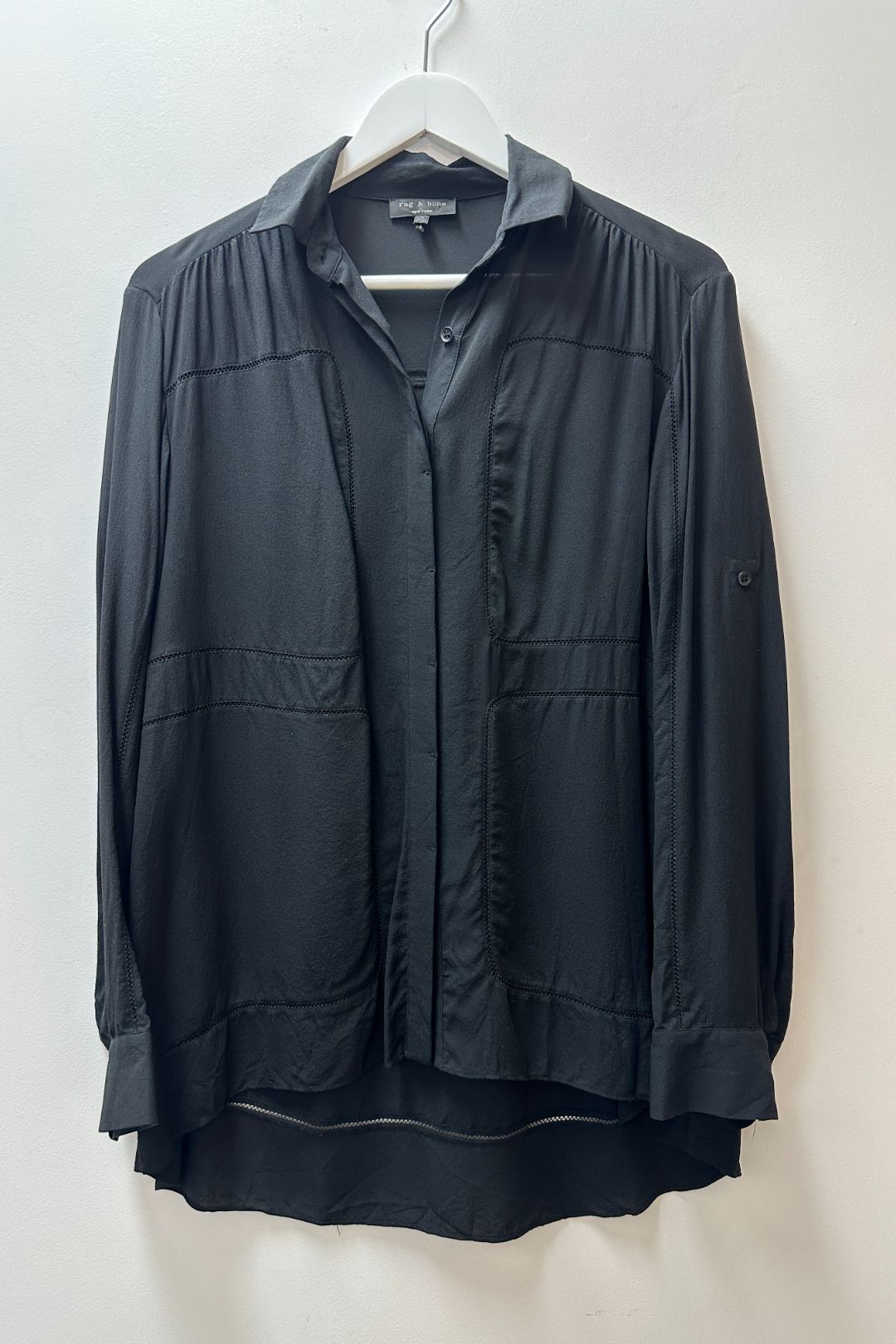 Buy Long Sleeves Silk Blouse in Black Ginger and Smart GlamCorner