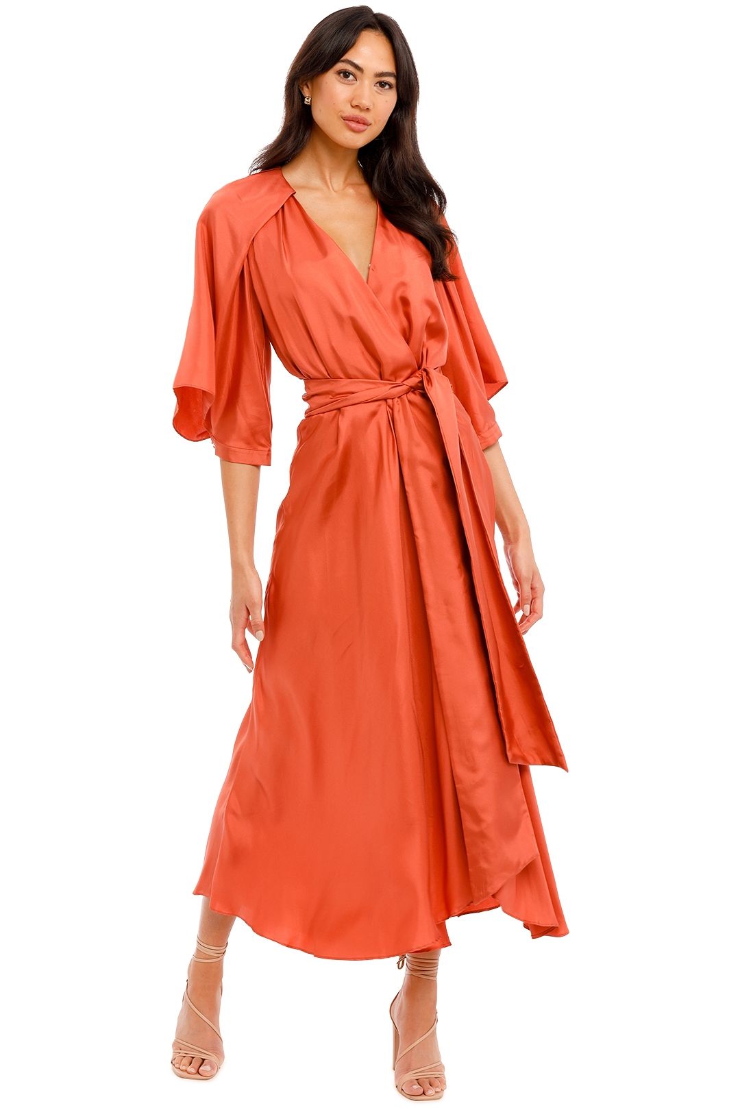 Blush pink wrap dress best sale