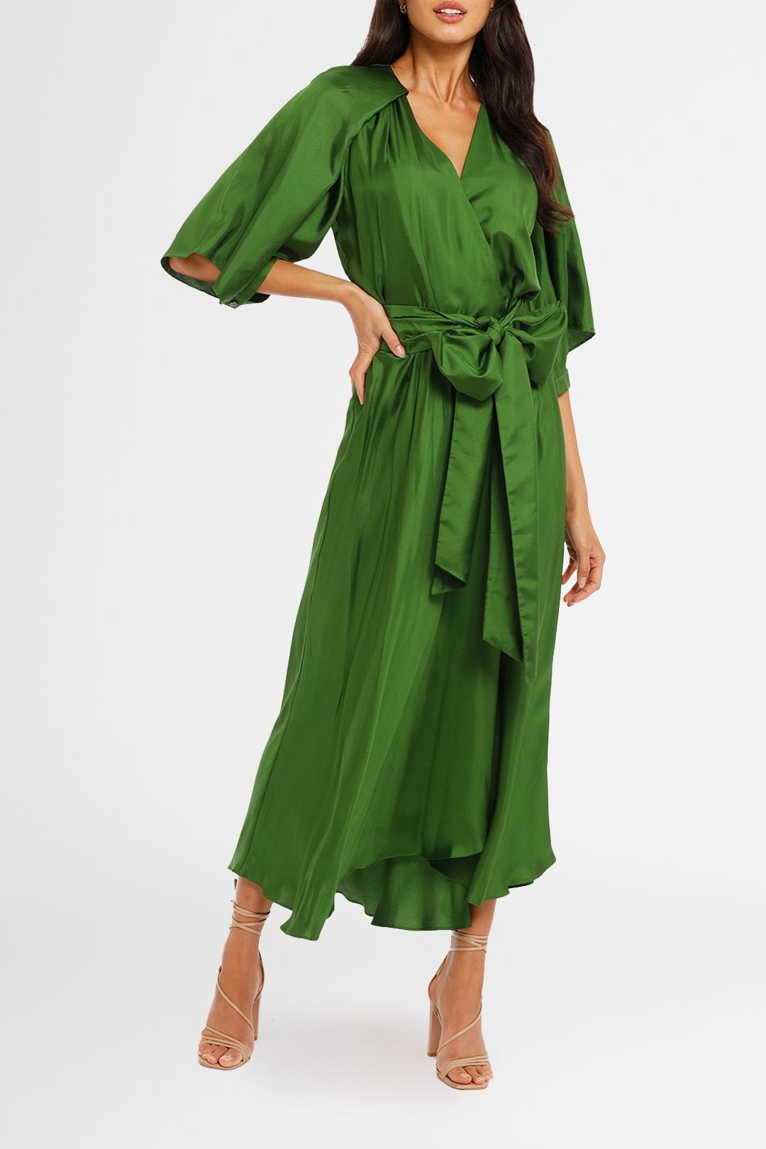 Green wrap sale dress