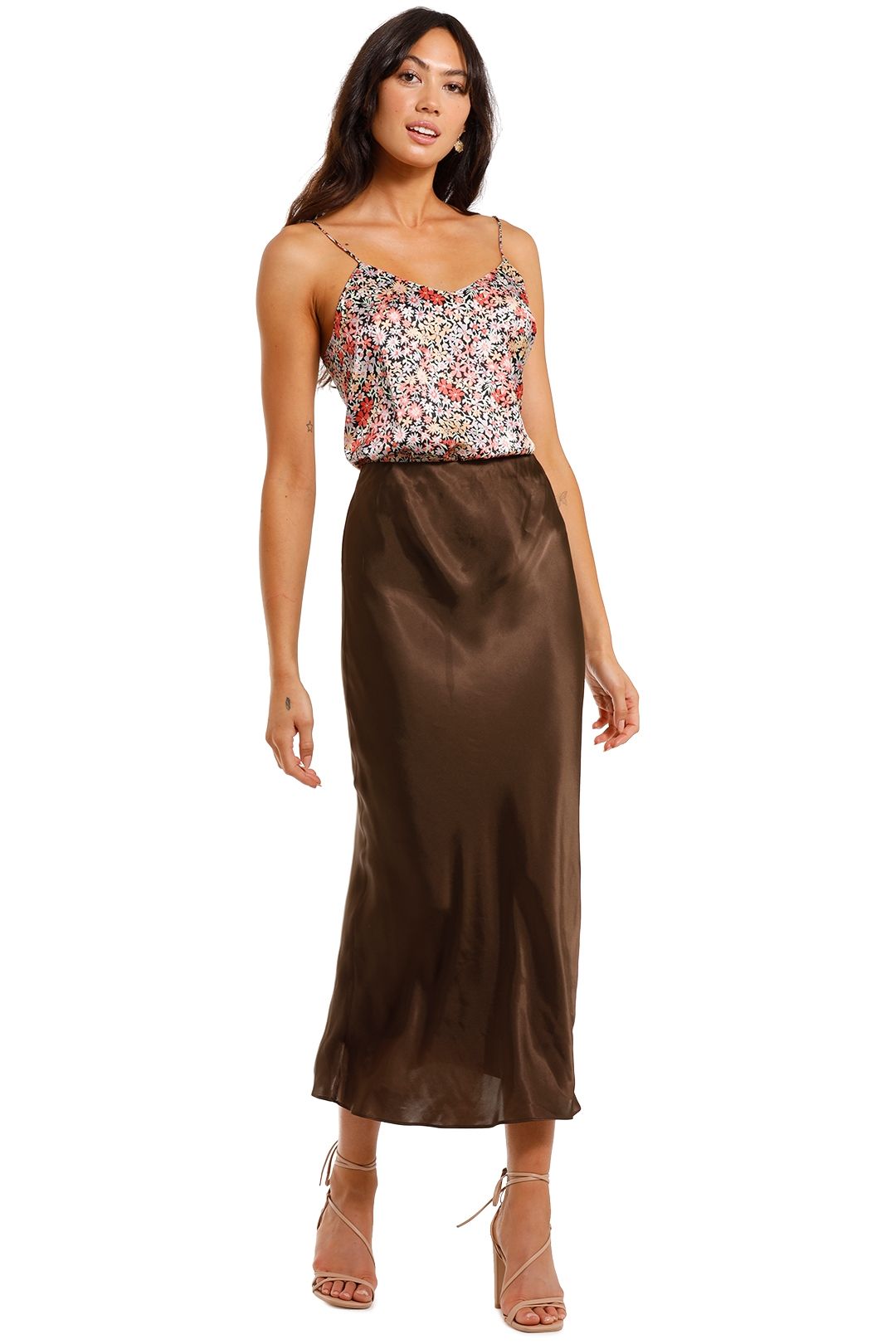 Ginia Eva Silk Pink Floral Cami sleeveless