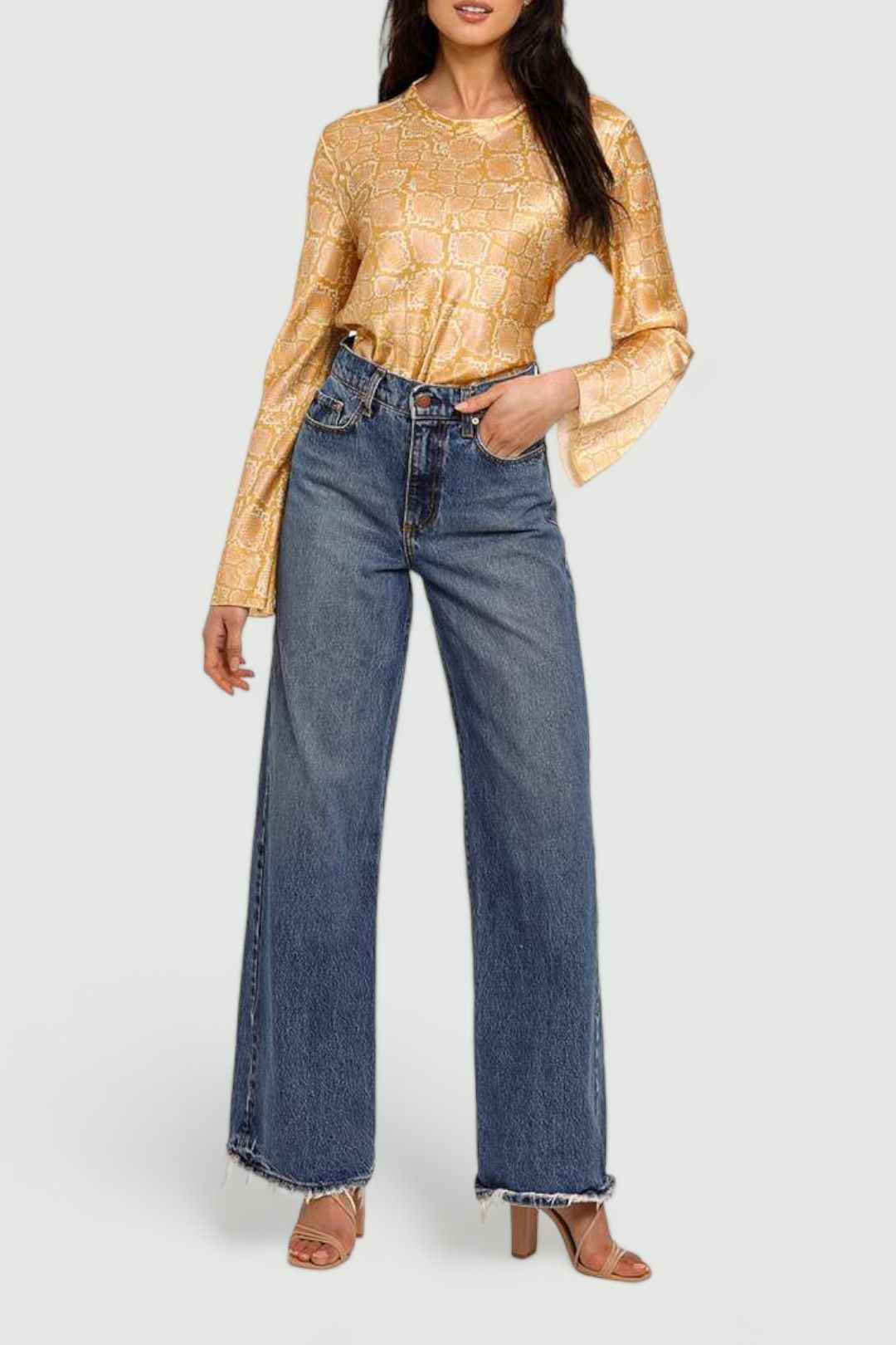 Ginia Maya Silk Top Serpentine snake