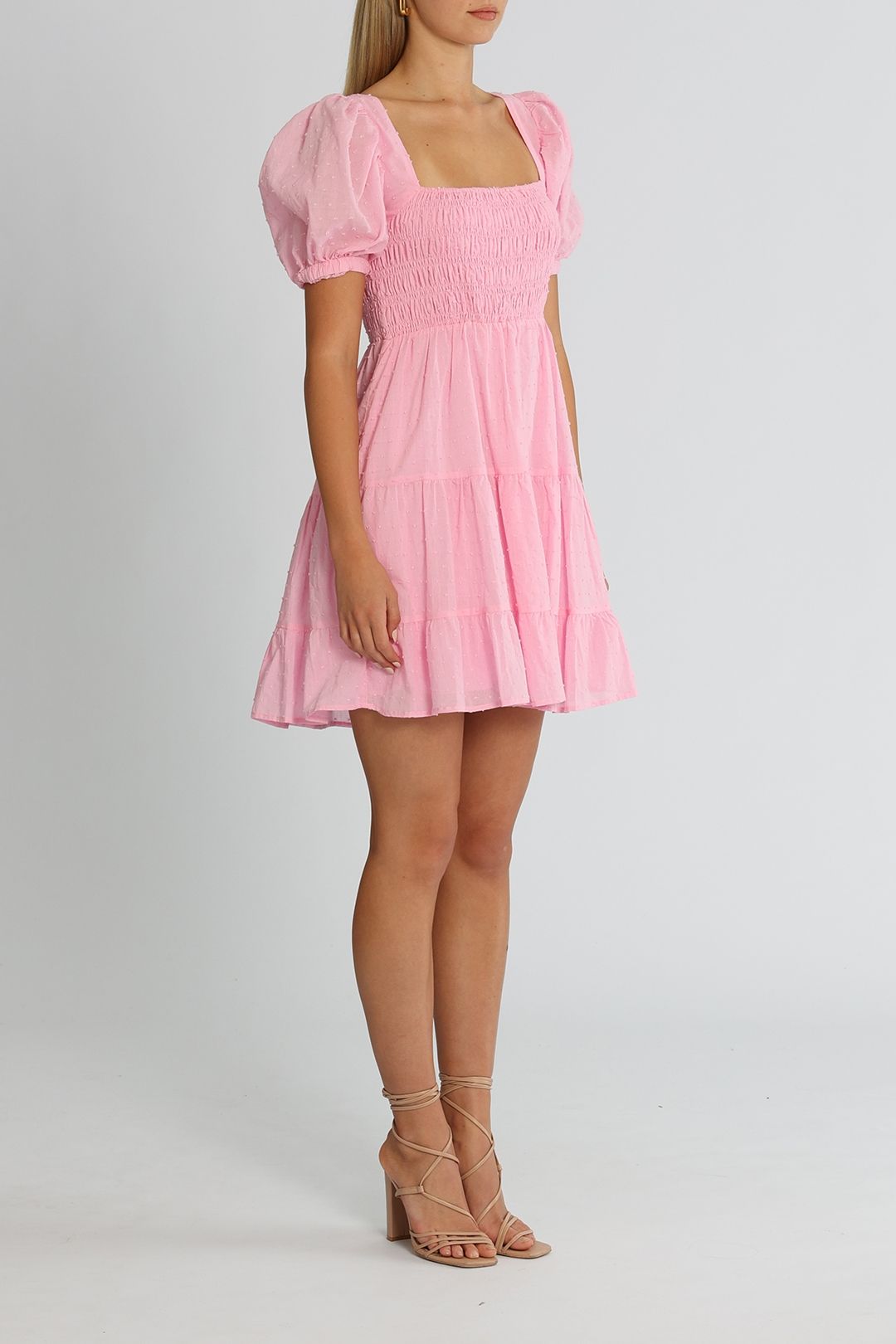 Girl and the Sun Annalise Mini Dress Pink Spot Flared Skirt