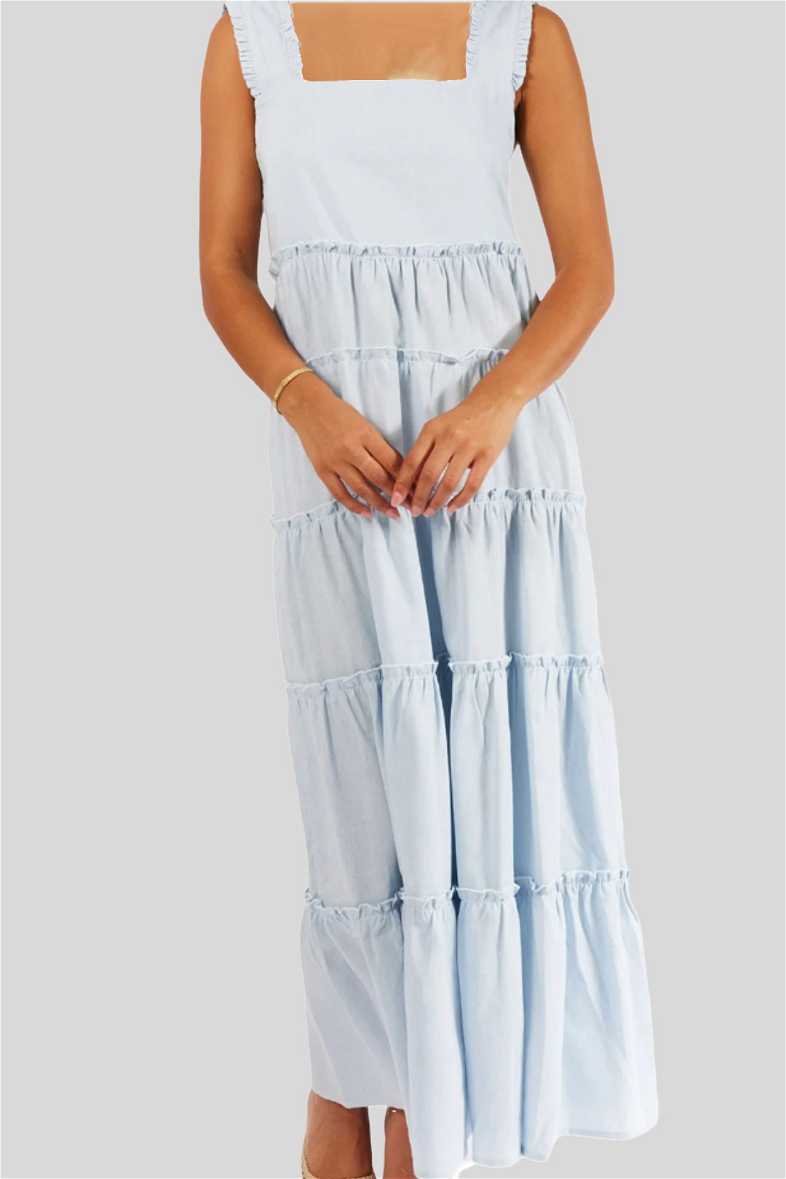 Party Dj Mesh Frill Maxi Dress Mint