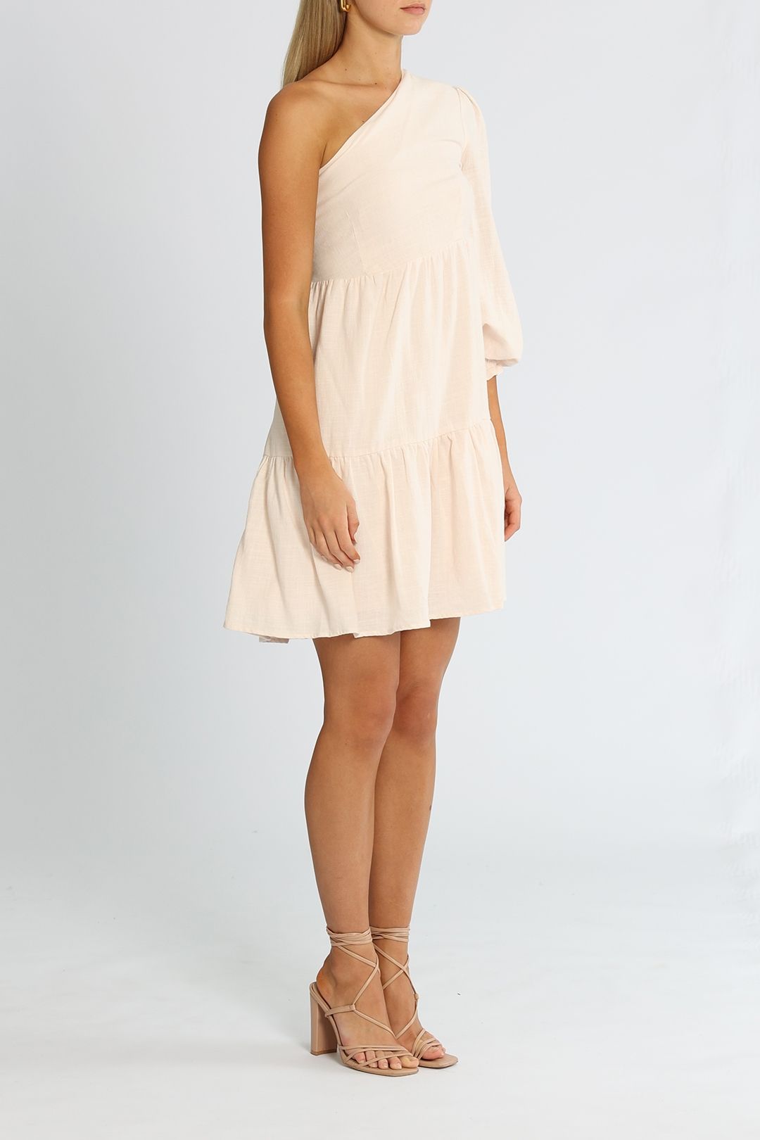 Girl and the Sun Milani Mini Dress Dusty Pink One Shoulder