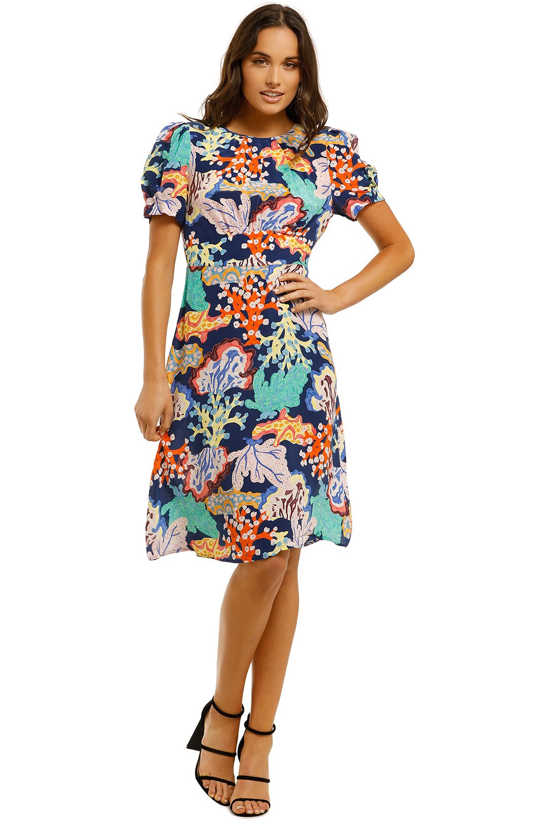 Gorman-Floral-Coral-Dress-Multi-Front