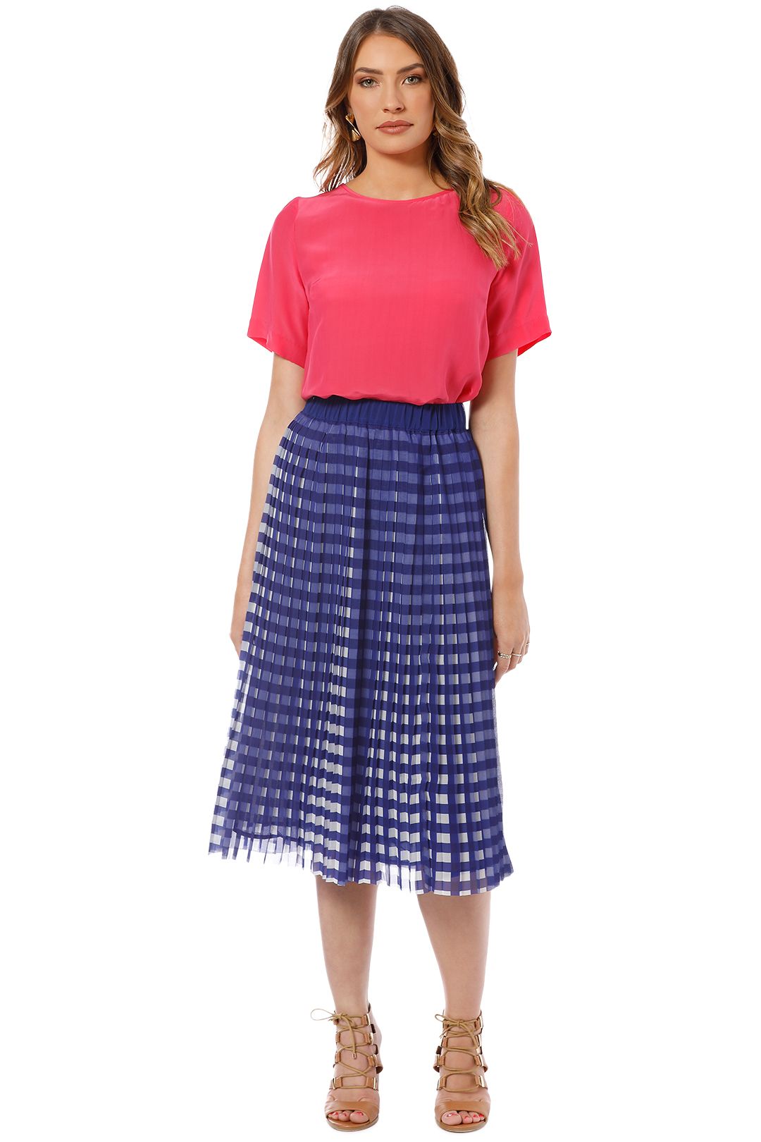 Gorman - Kinetic Pleat Skirt - Blue - Front