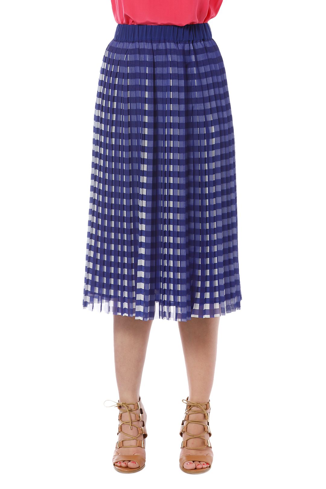 Gorman - Kinetic Pleat Skirt - Blue - Front Crop
