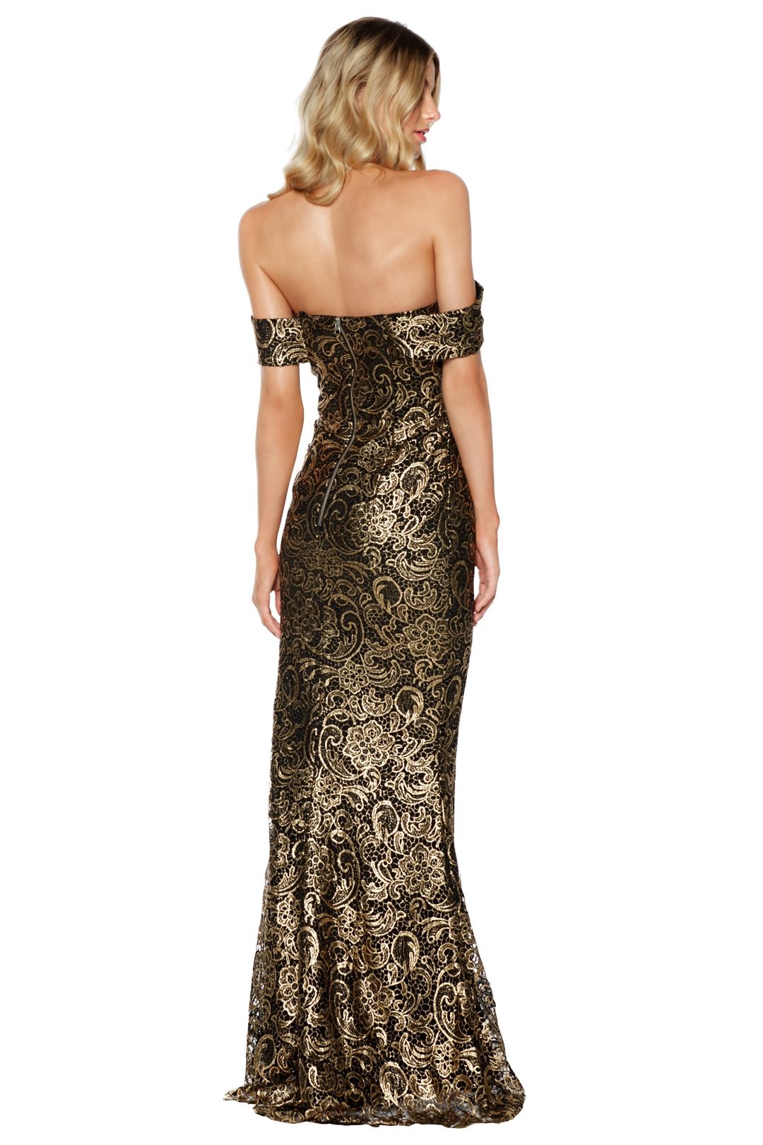 Gold Rush Off The Shoulder Gown by Grace & Hart for Rent