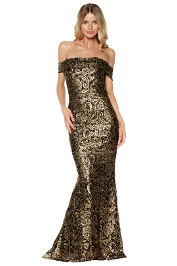 Grace and Hart - Gold Rush Off the Shoulder Gown - Gold - Front
