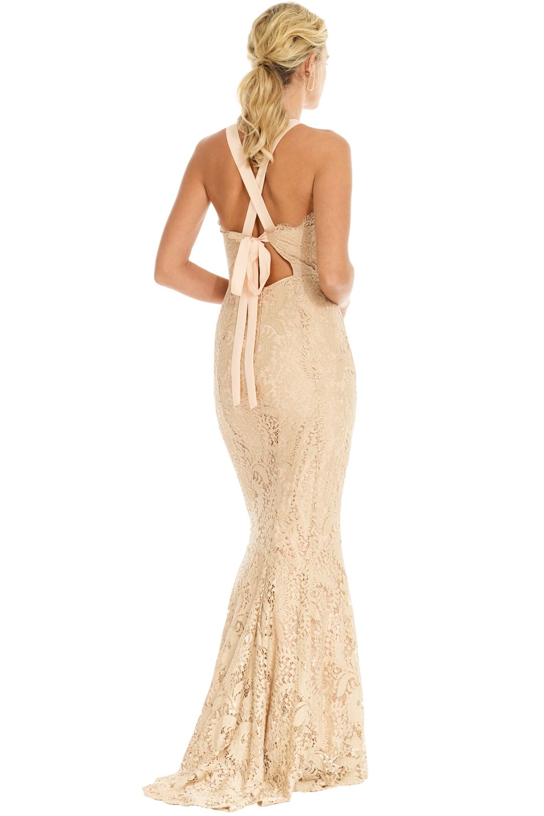 Grace and Hart - Mystic Lace Cross Back Gown - Nude - Back