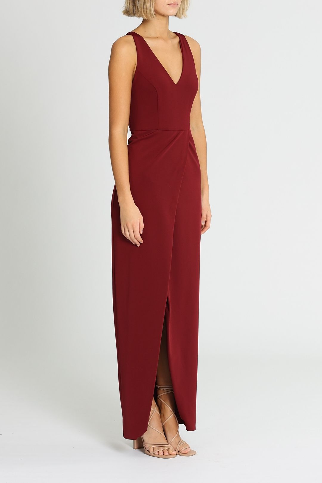 Grace and Hart Gold Rush Neon Gown in Wine Red Tulip Skirt