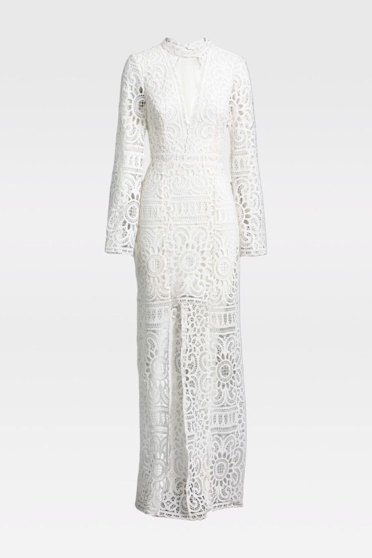 Buy Long Sleeve White Lace Formal Dress Grace and Hart GlamCorner