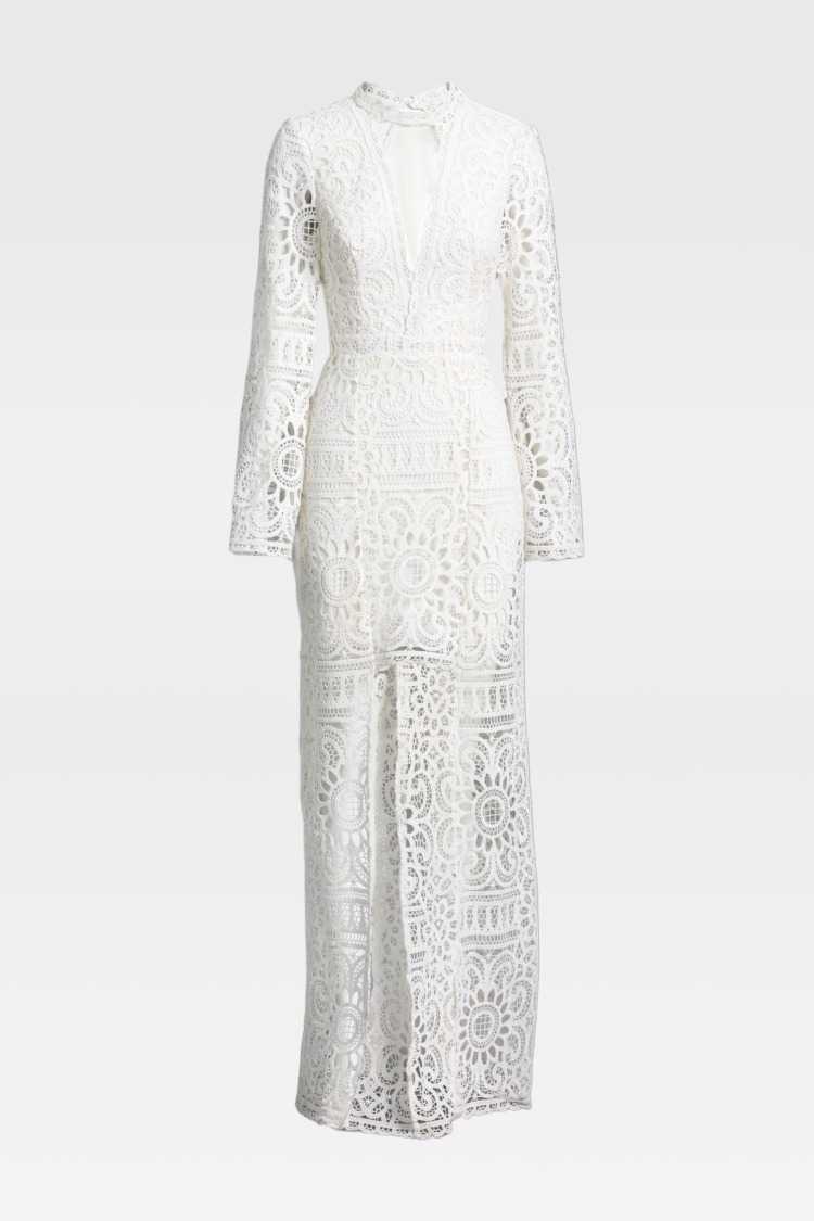 slim fit dress slacks White Fitted Long Sleeve Gown – StyleMissus main image 0