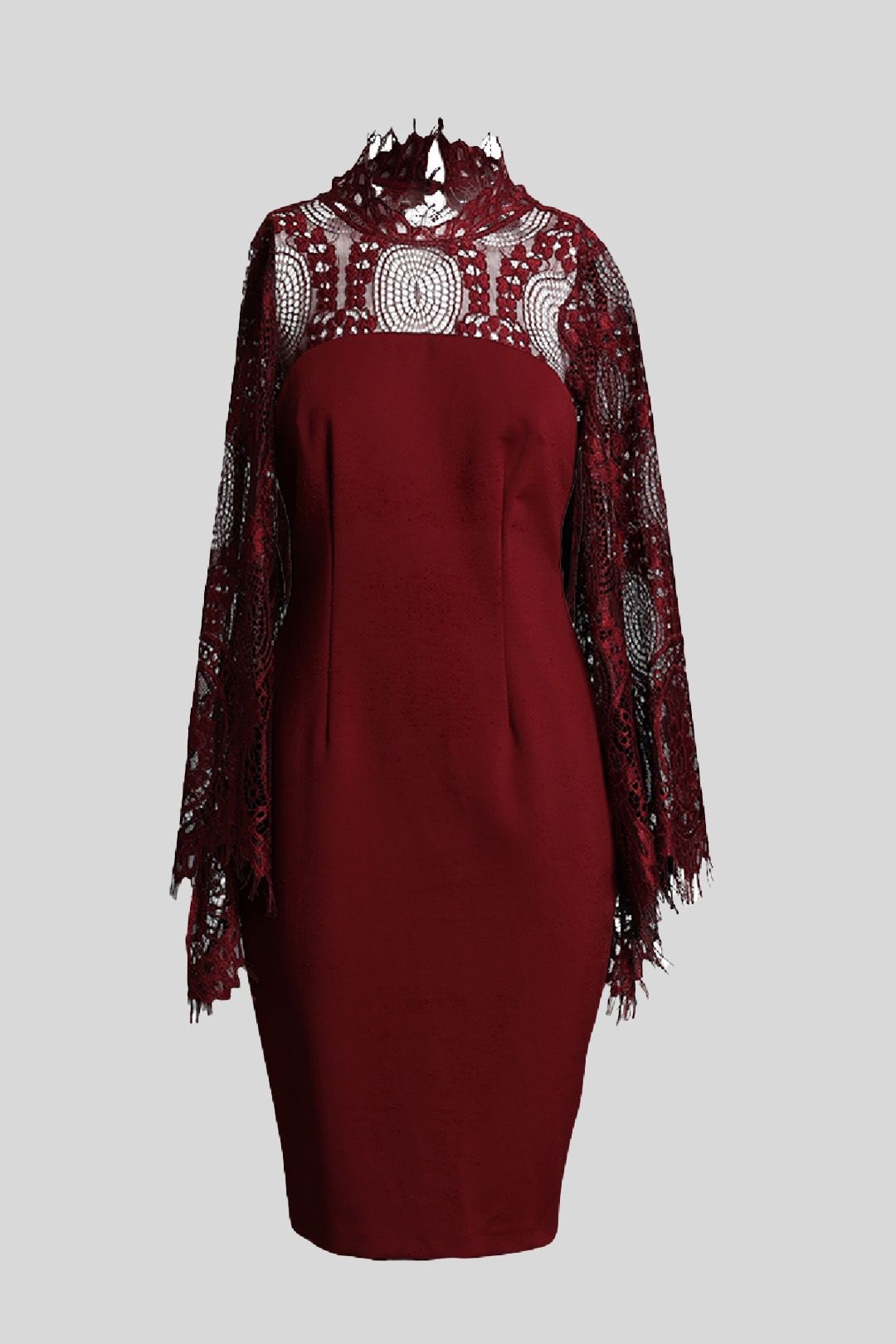 Buy Red Lace Sleeve Dress | Grace and Hart | GlamCorner