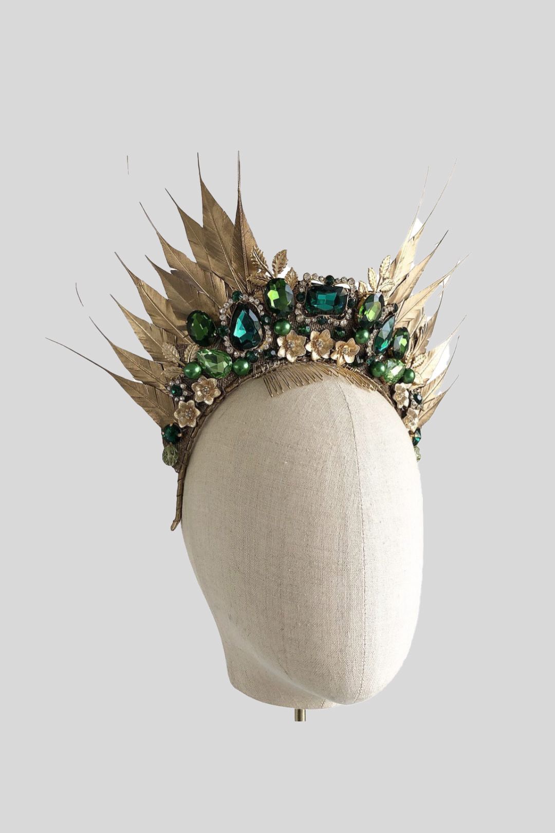 Eve Til Dawn Green and Gold Jeweled Halo Crown