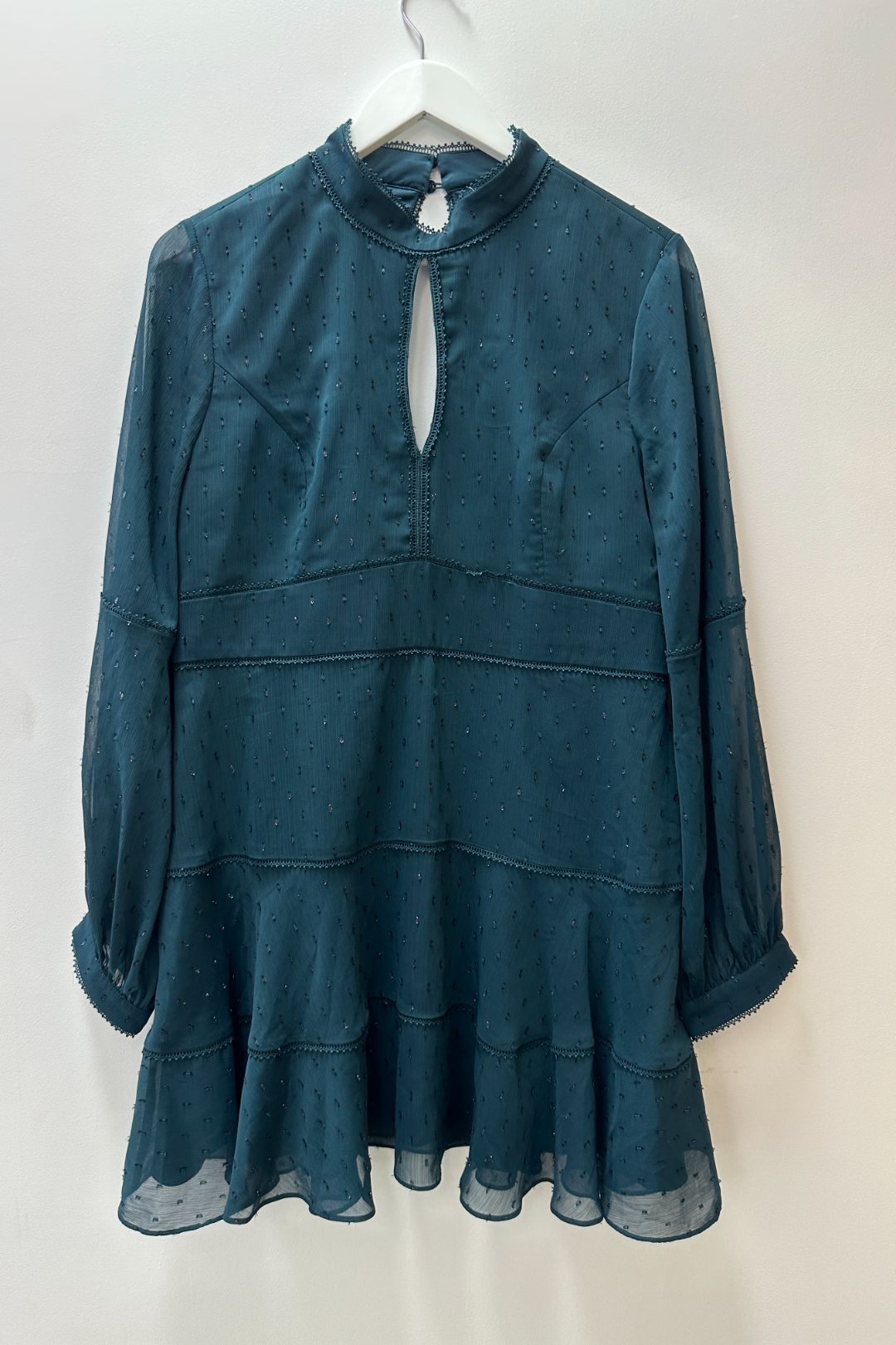 Forever New Green Annika Petite Blouson Sleeve Skater Dress