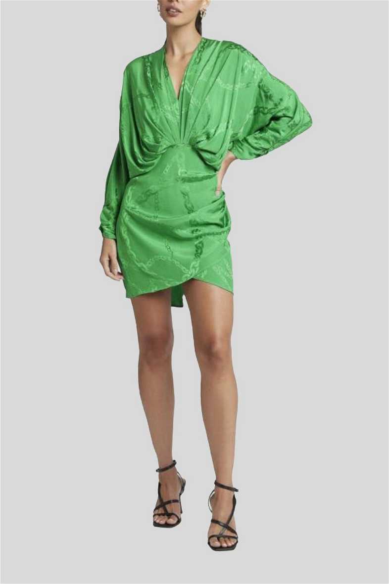 Buy Green Chloe Batwing Sleeves Mini Dress | Sheike | GlamCorner Buy Green Chloe Batwing Sleeves Mini Dress | Sheike | GlamCorner