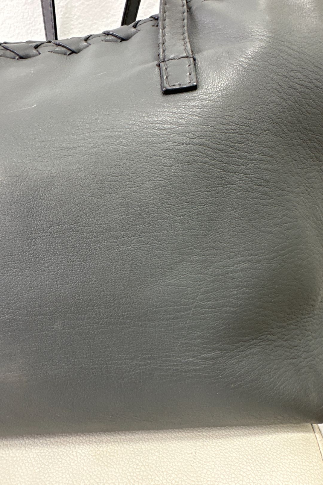 Gucci Grey Leather Tote with Bamboo Tassel 