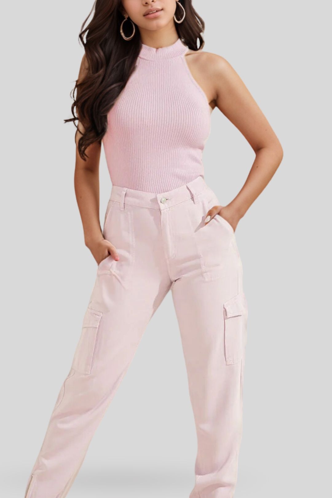 Lilac Purple Shea Ribbed Mock Neck Top