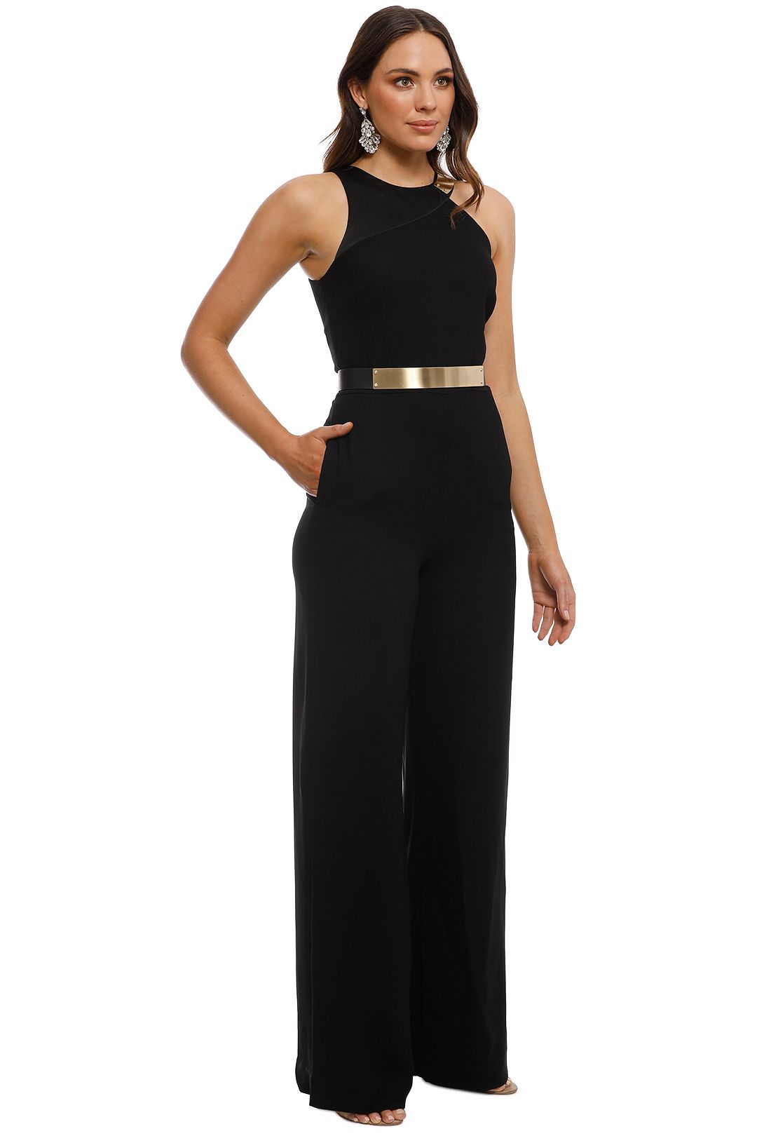 Halston heritage asymmetrical jumpsuit 2025
