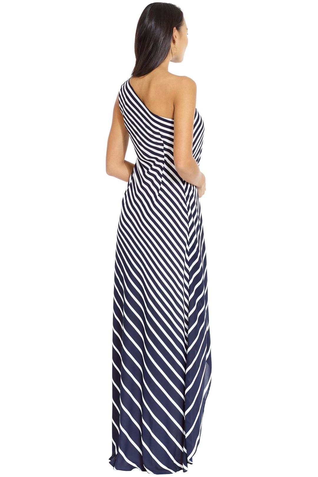 One Shoulder Stripe Wrap Gown by Halston Heritage for Rent